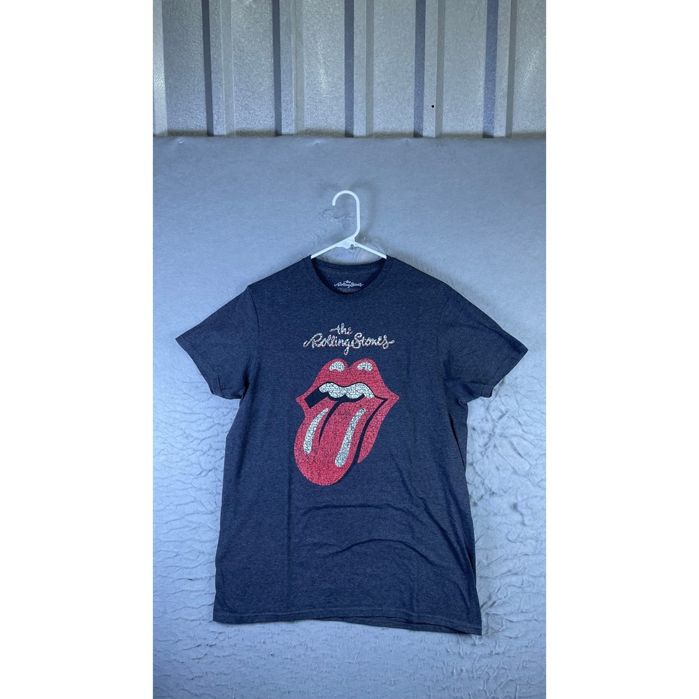 The Rolling Stones Graphic T-Shirt Mens M Grey Excellent Distressed Logo Tee